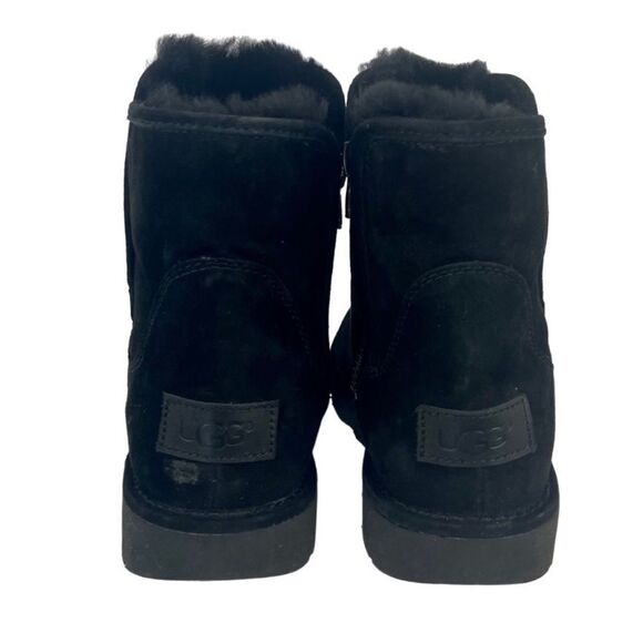UGG Women’s Black Suede Classic Nero Mini Abree II Switzerland Fur Boots Size: 5 - Picture 5 of 7